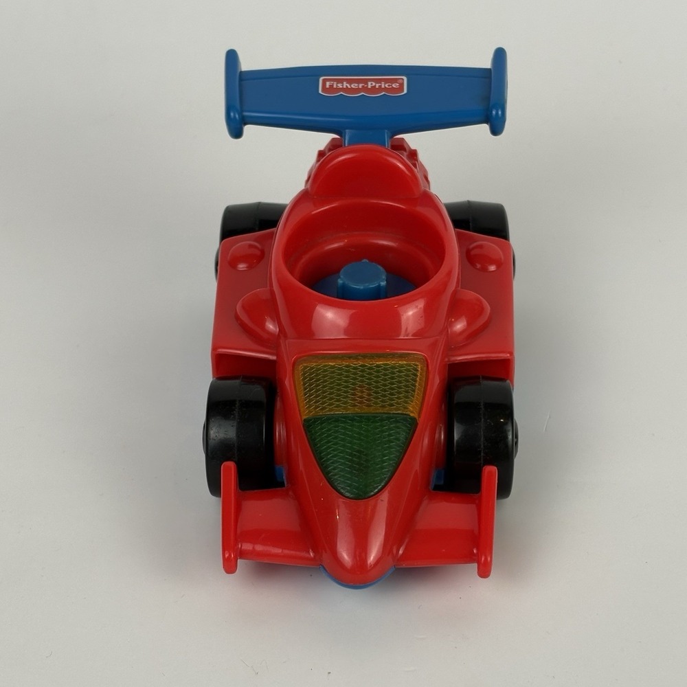 Vintage 1999 Mattel Fisher Price Little People Red Race Car Lights Work